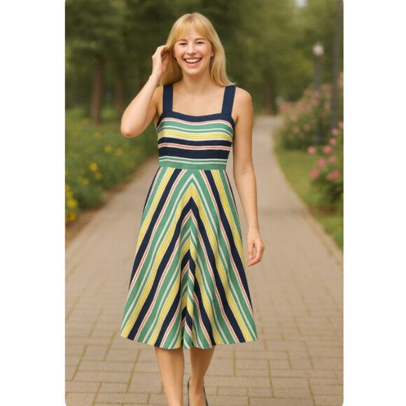 Boden Colorful Striped Andrea Midi Dress - Picture 3 of 10